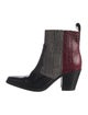 Ganni Leather Colorblock Pattern Western Boots