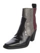 Ganni Leather Colorblock Pattern Western Boots