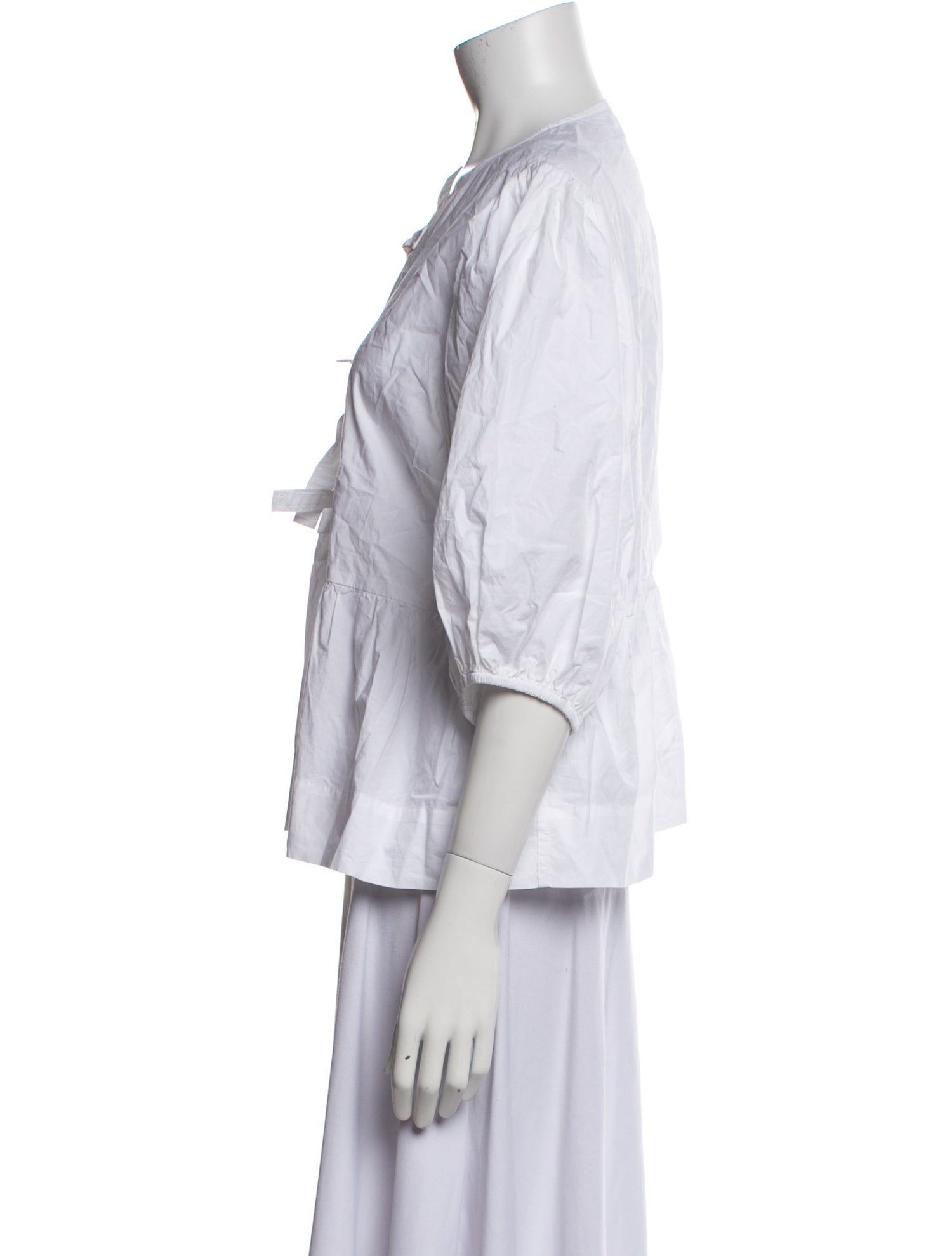 Ganni V-Neck Three-Quarter Sleeve Blouse