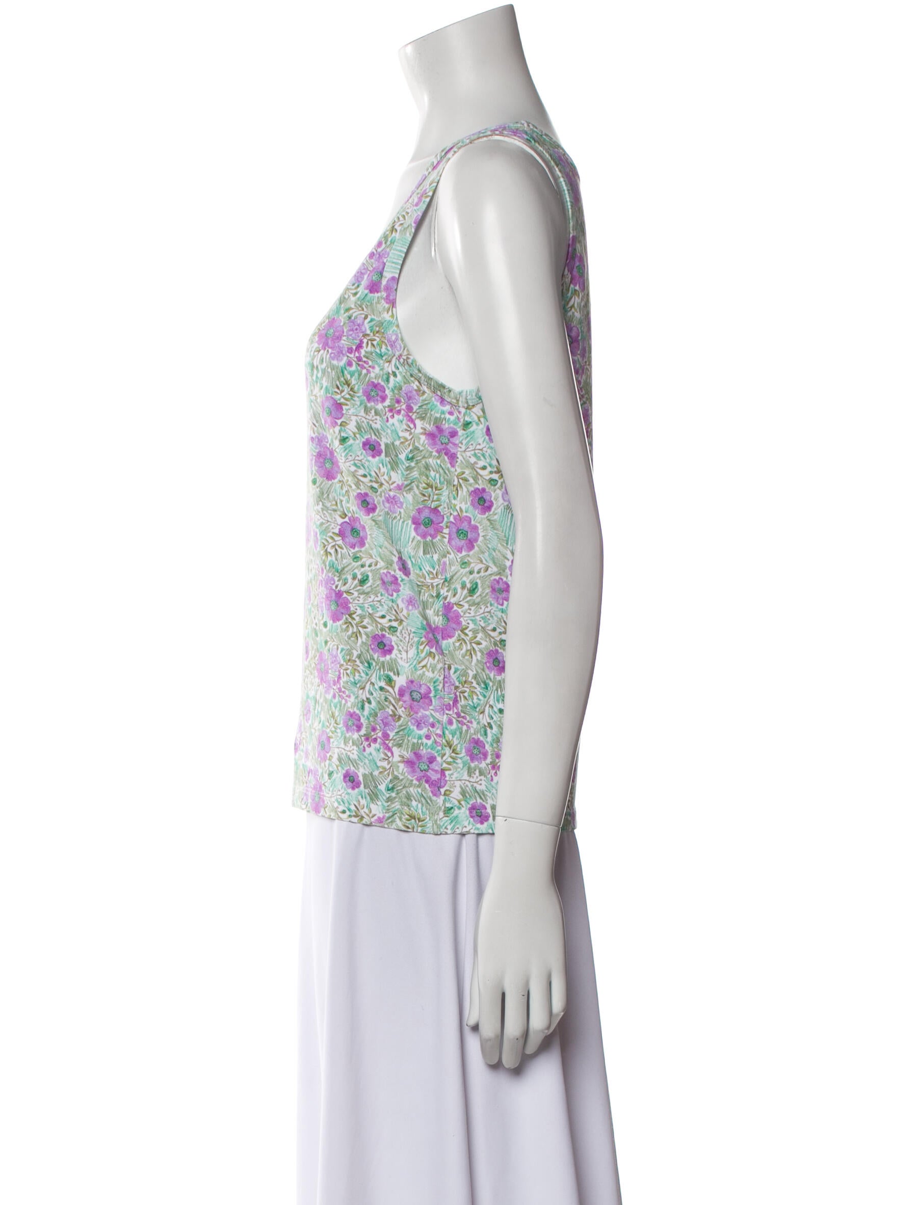 Ganni Floral Print Scoop Neck Top