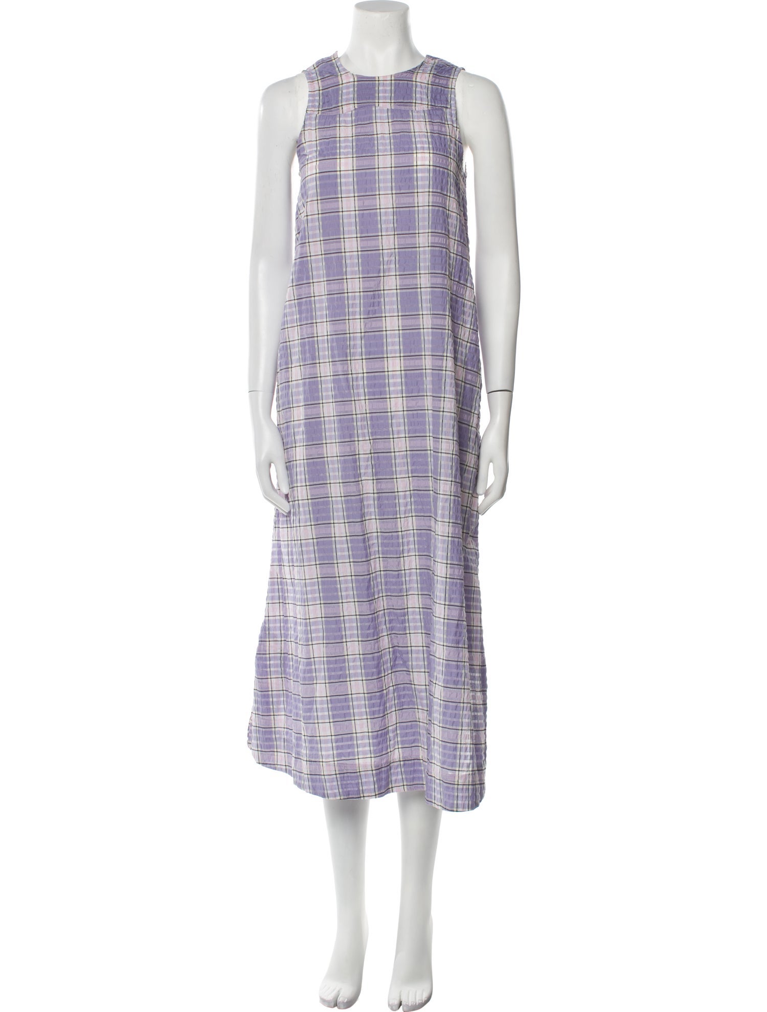 Ganni Plaid Print Long Dress