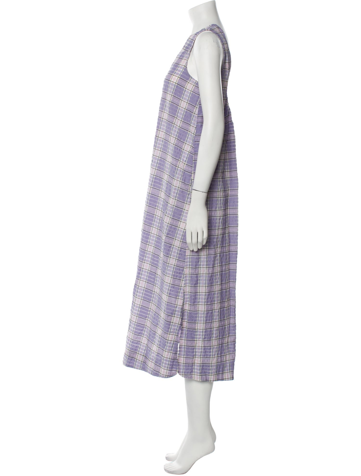 Ganni Plaid Print Long Dress
