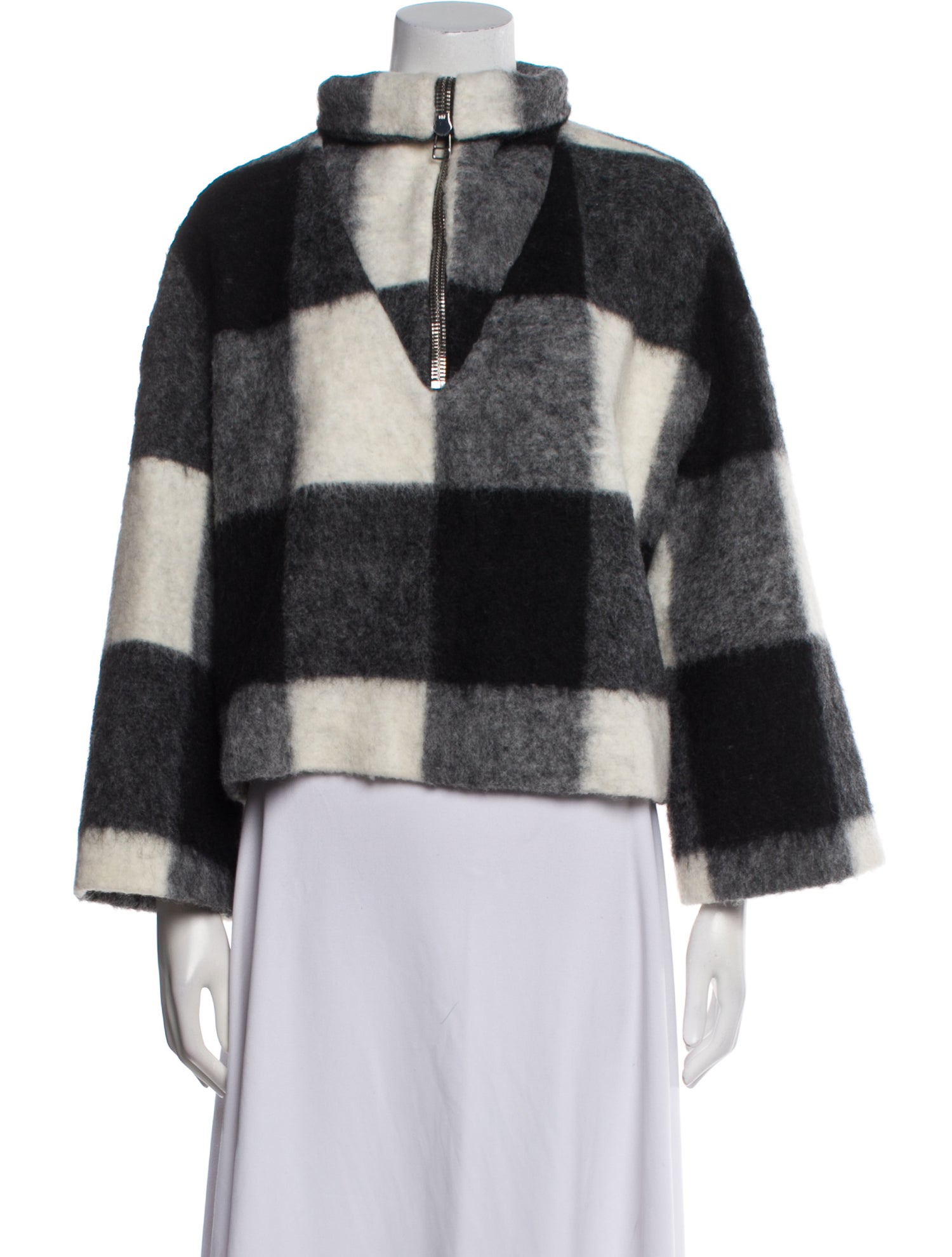 Ganni Wool Plaid Print Jacket