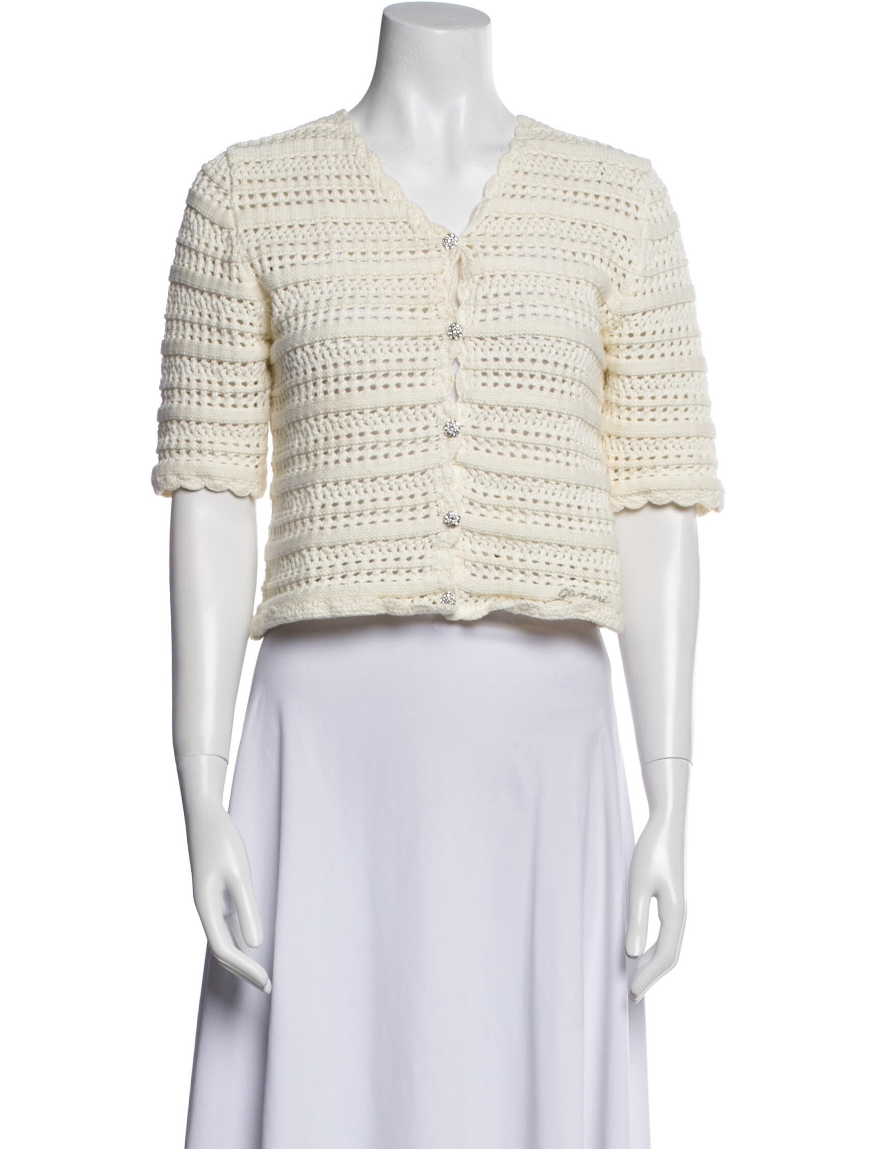 Ganni Patterned V-Neck Sweater