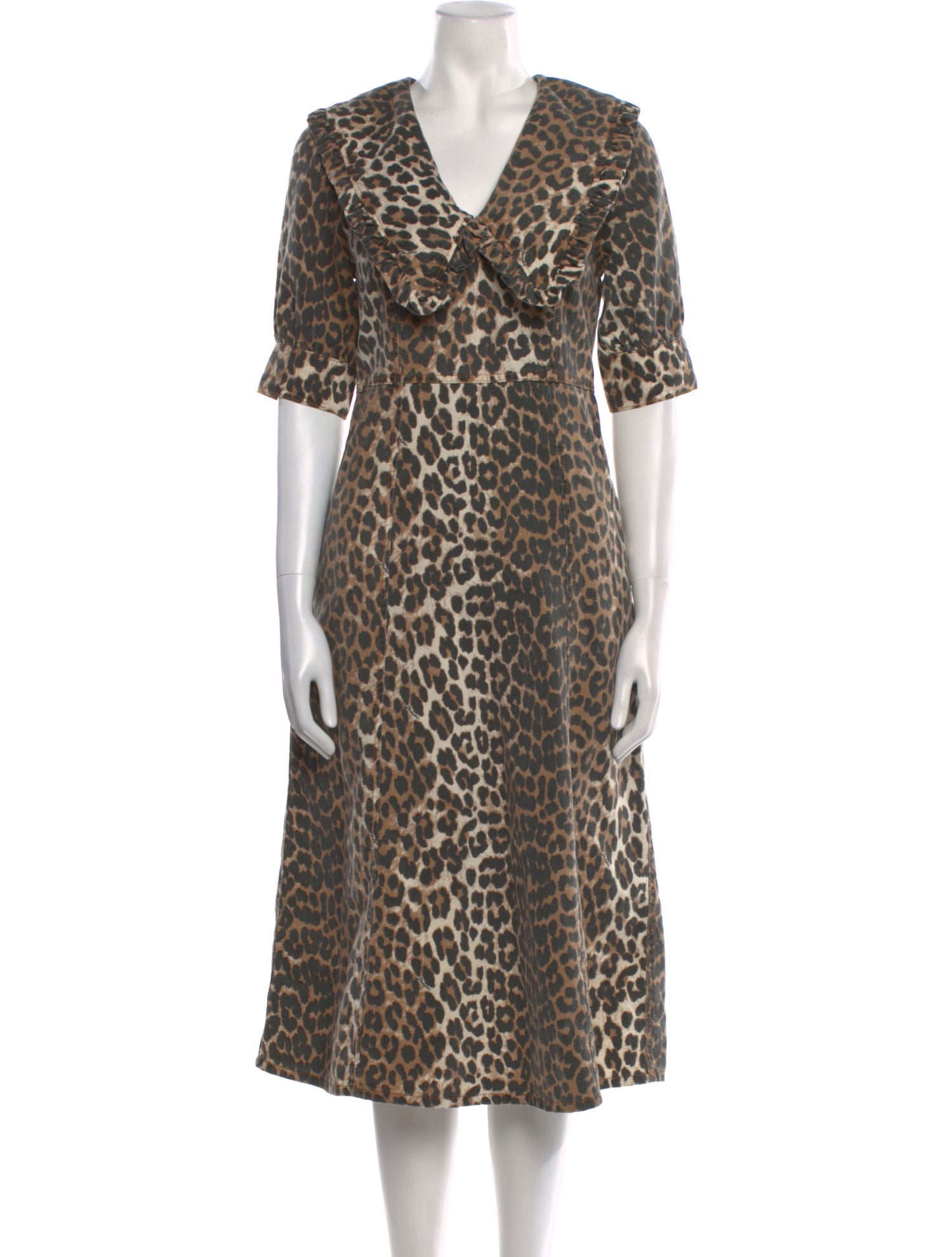 Ganni Animal Print Midi Length Dress