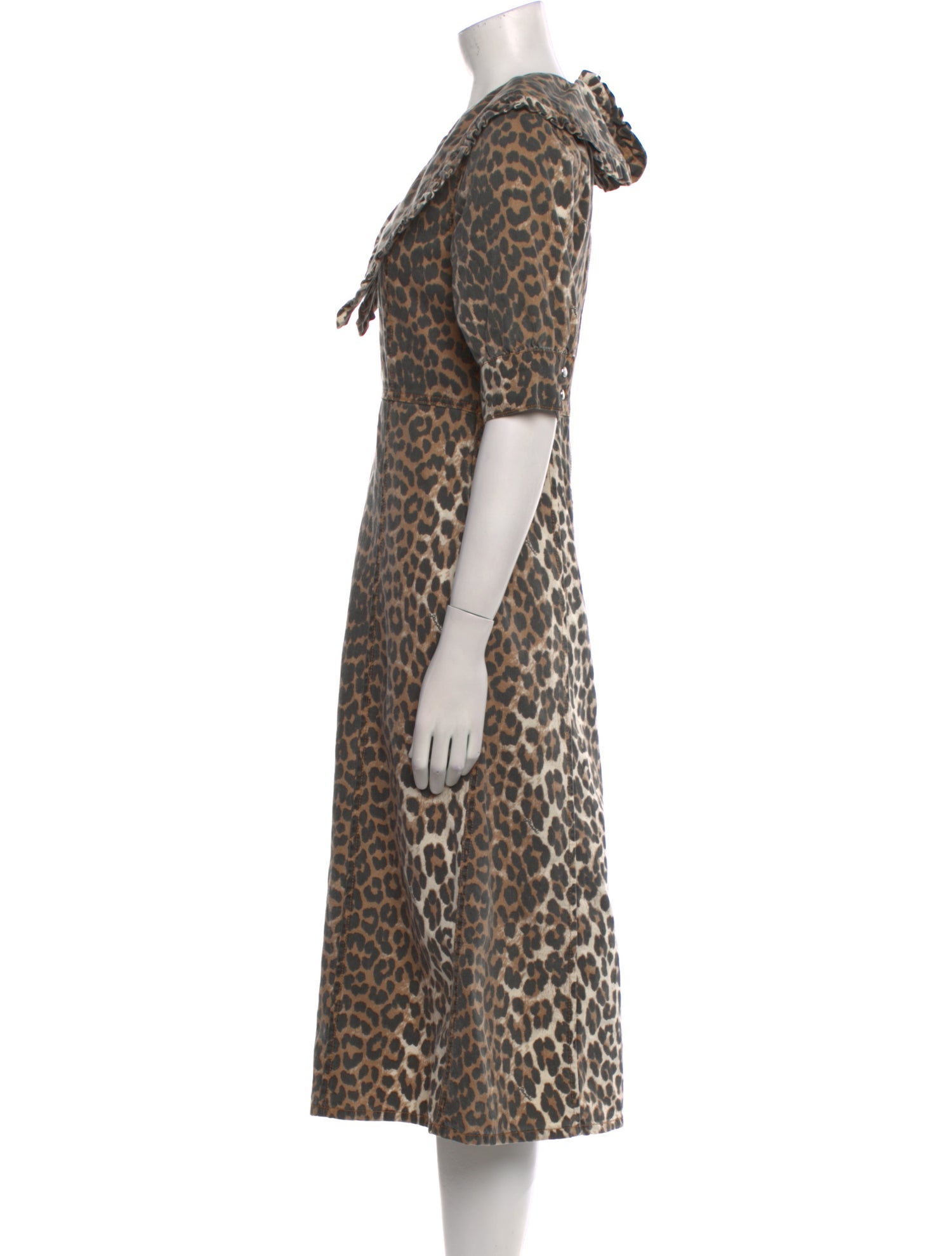 Ganni Animal Print Midi Length Dress