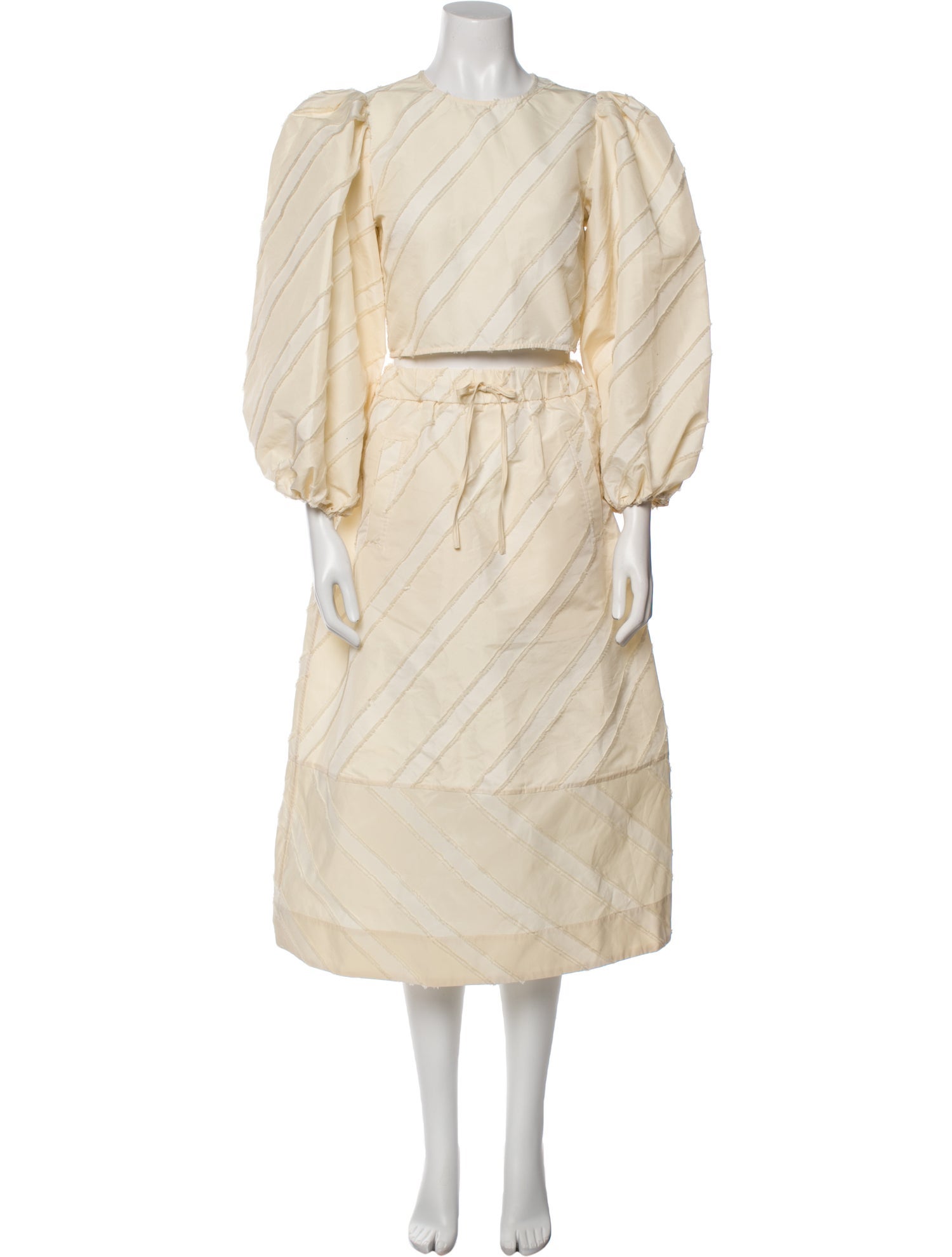 Ganni Striped Ruffle Embellishment Skirt Set