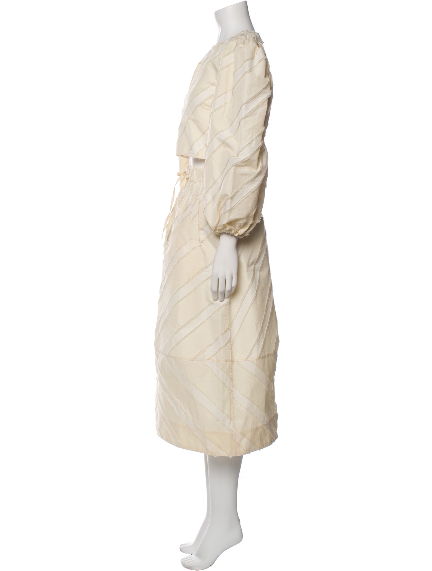 Ganni Striped Ruffle Embellishment Skirt Set