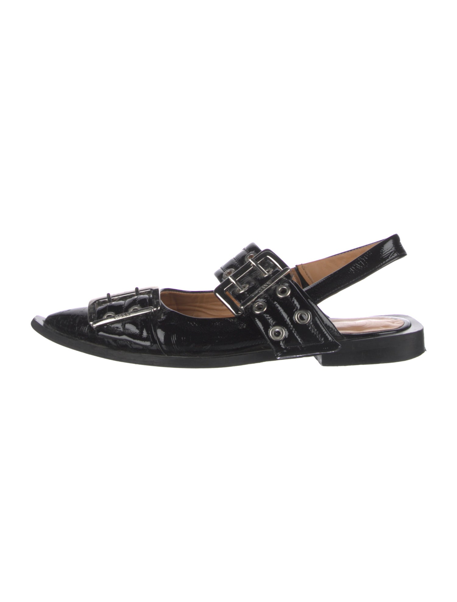 Ganni Patent Leather Slingback Flats