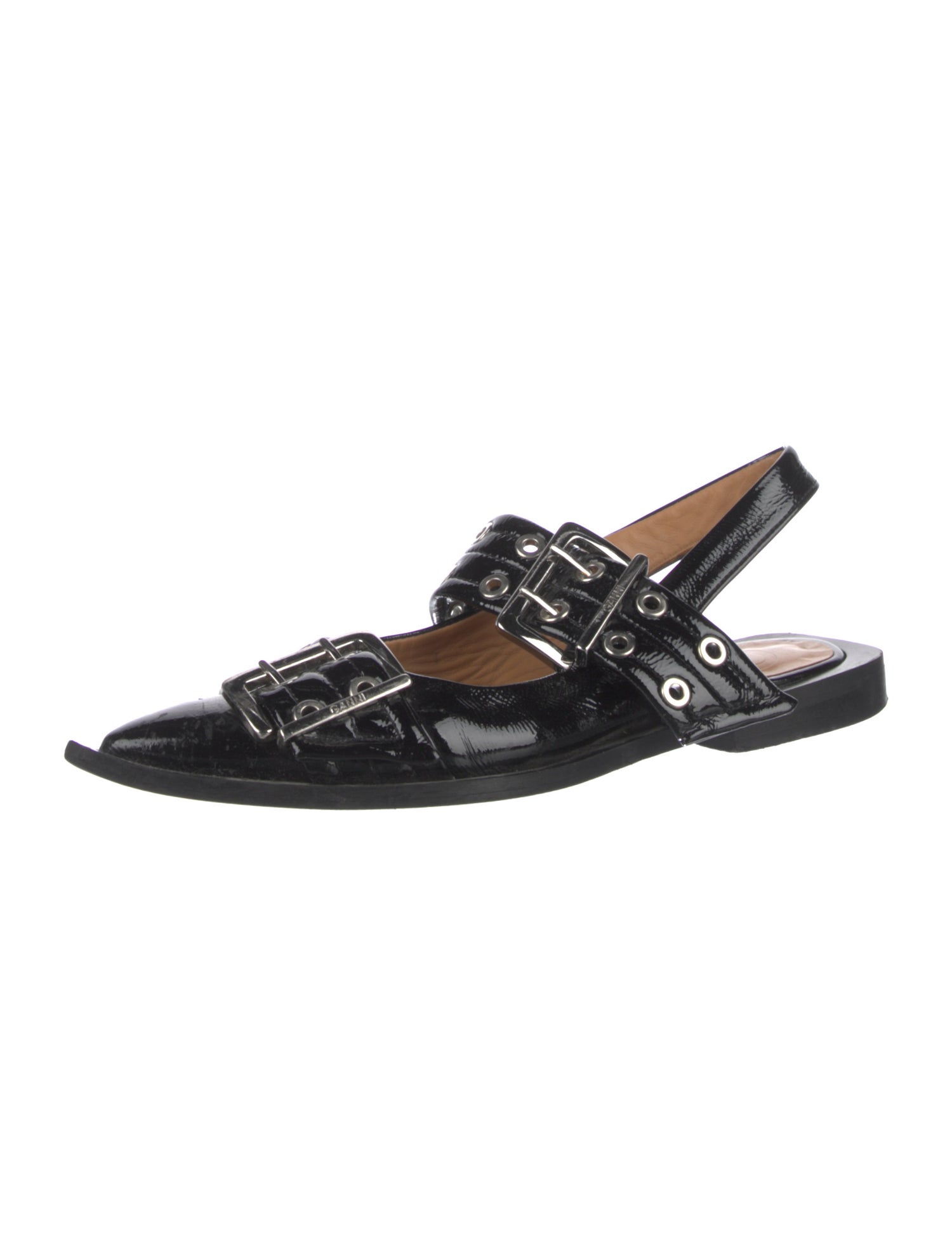 Ganni Patent Leather Slingback Flats