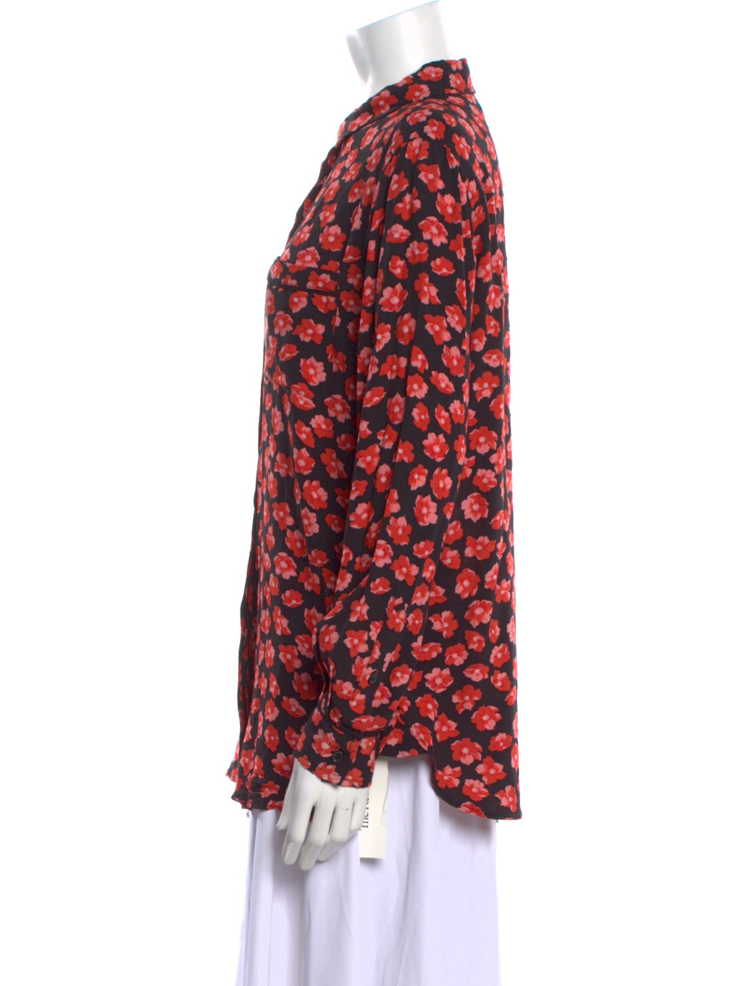 Ganni Floral Print Long Sleeve Button-Up Top