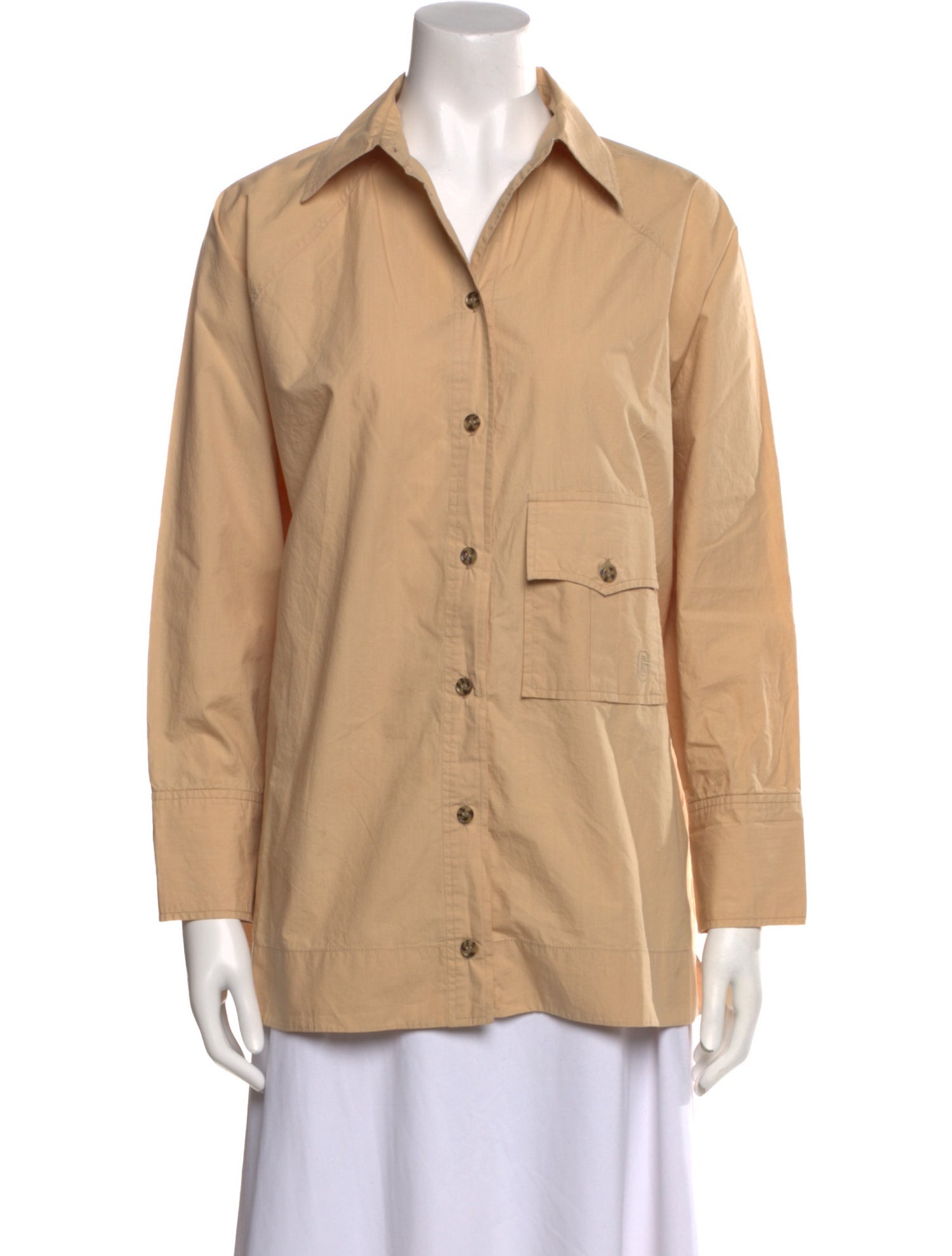 Ganni Long Sleeve Button-Up Top