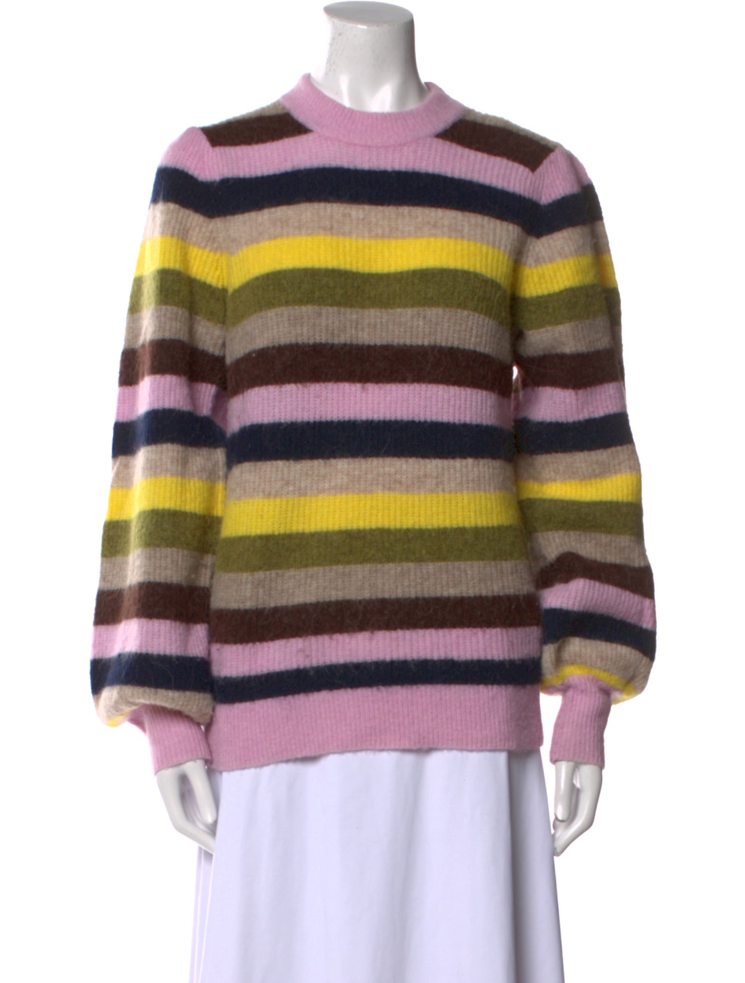 Ganni Striped Crew Neck Sweater