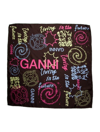 Ganni Silk Printed Scarf