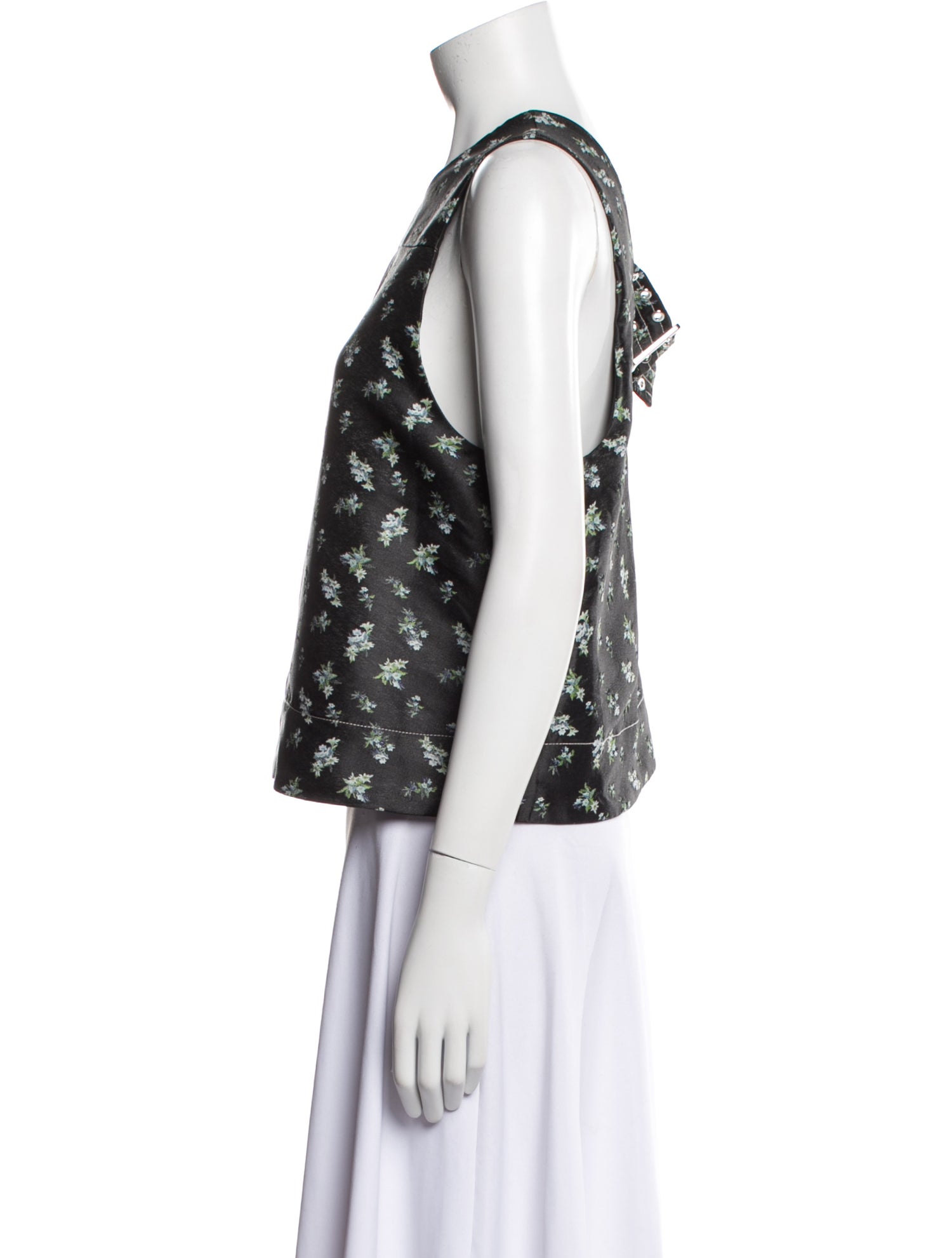 Ganni Floral Print Scoop Neck Top w/ Tags