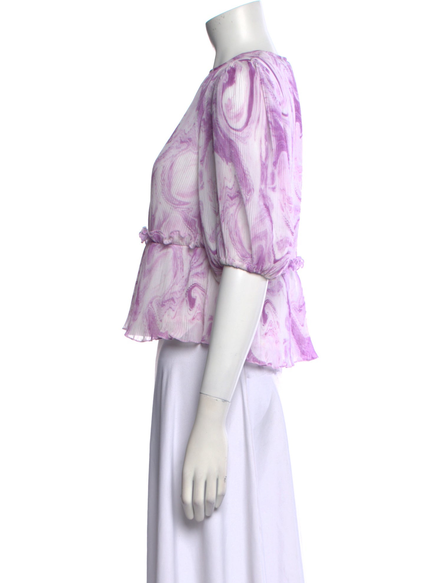 Ganni Floral Print Crew Neck Blouse