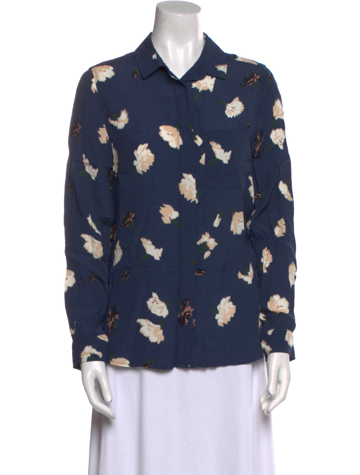 Ganni Printed Long Sleeve Button-Up Top