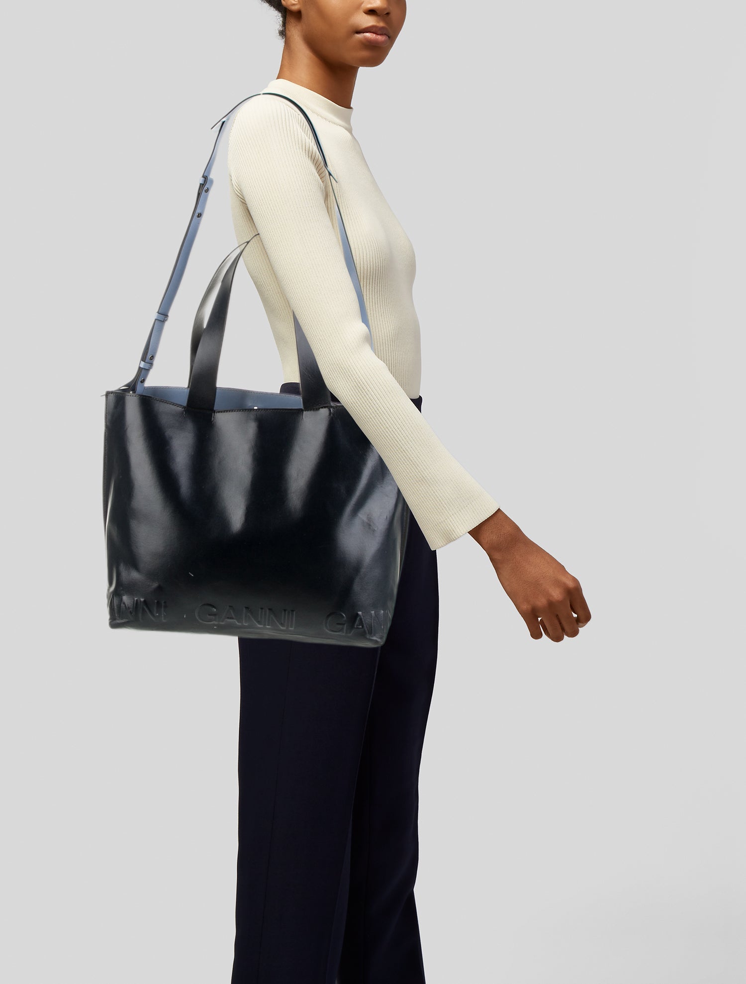 Ganni Leather Top Handle Bag