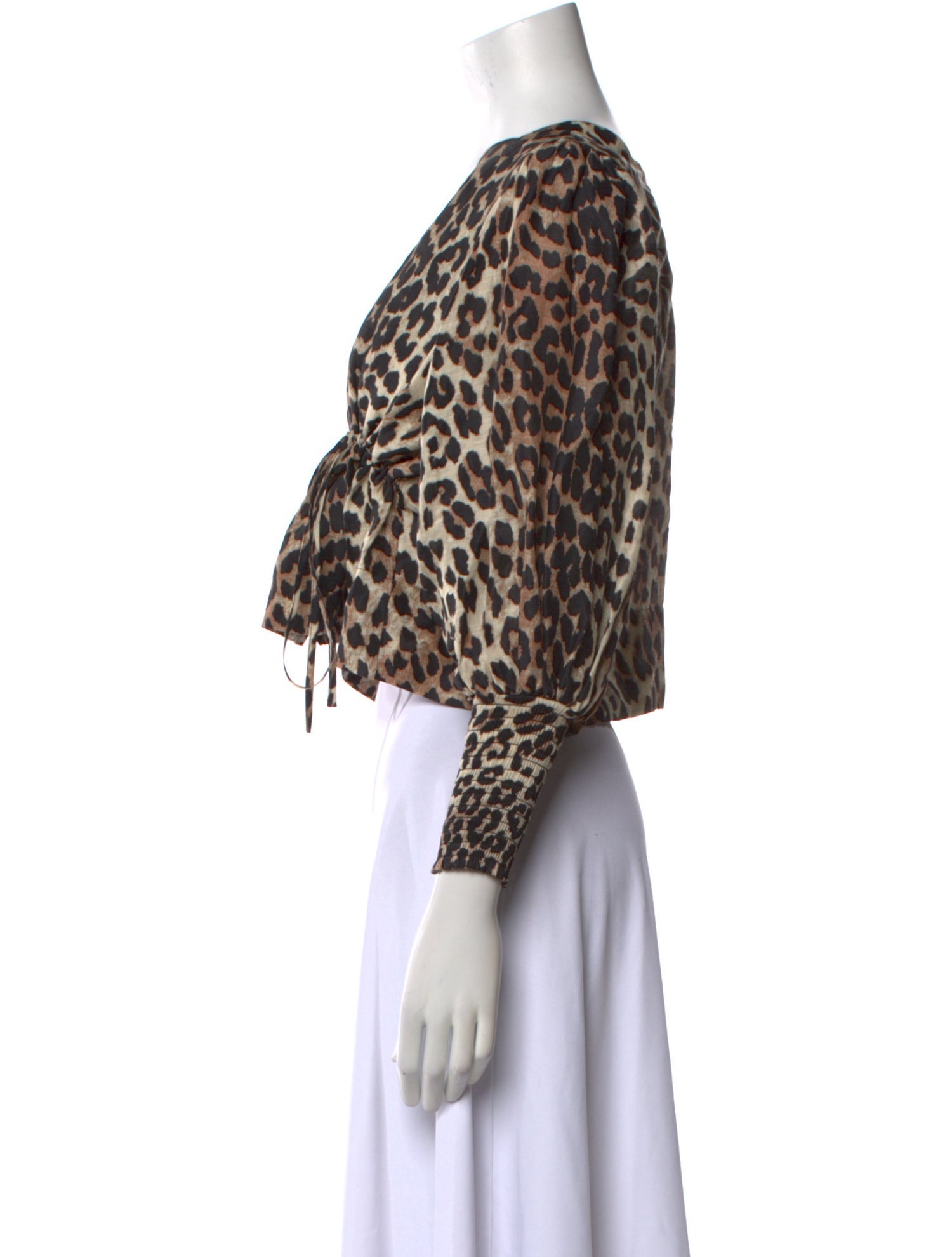 Ganni Linen Animal Print Crop Top