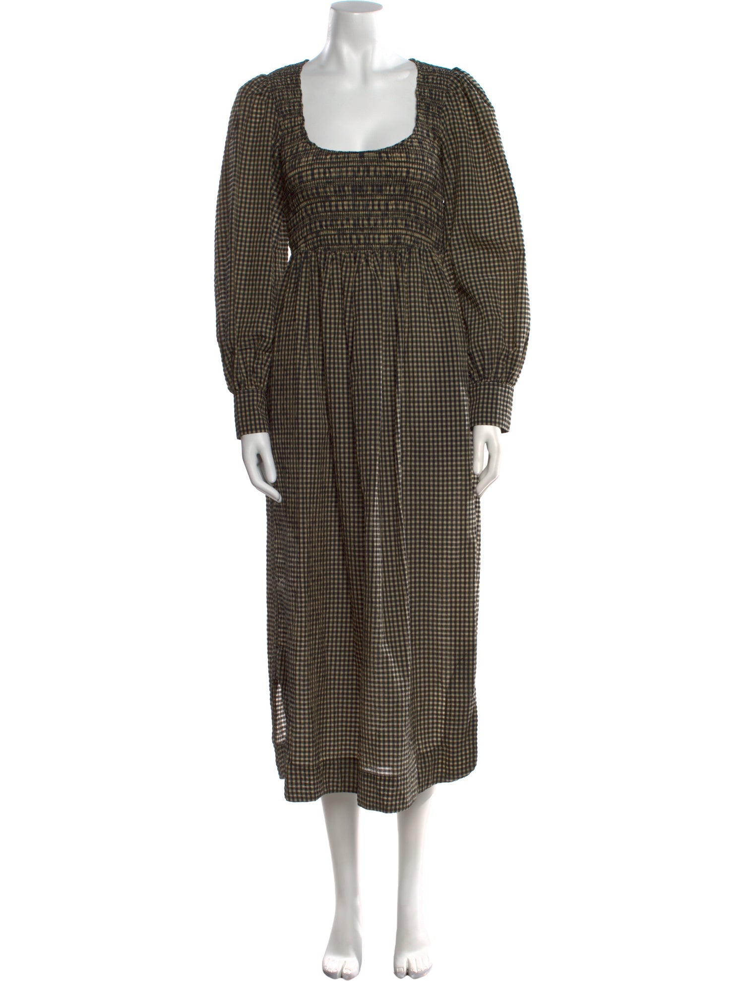Ganni Plaid Print Long Dress