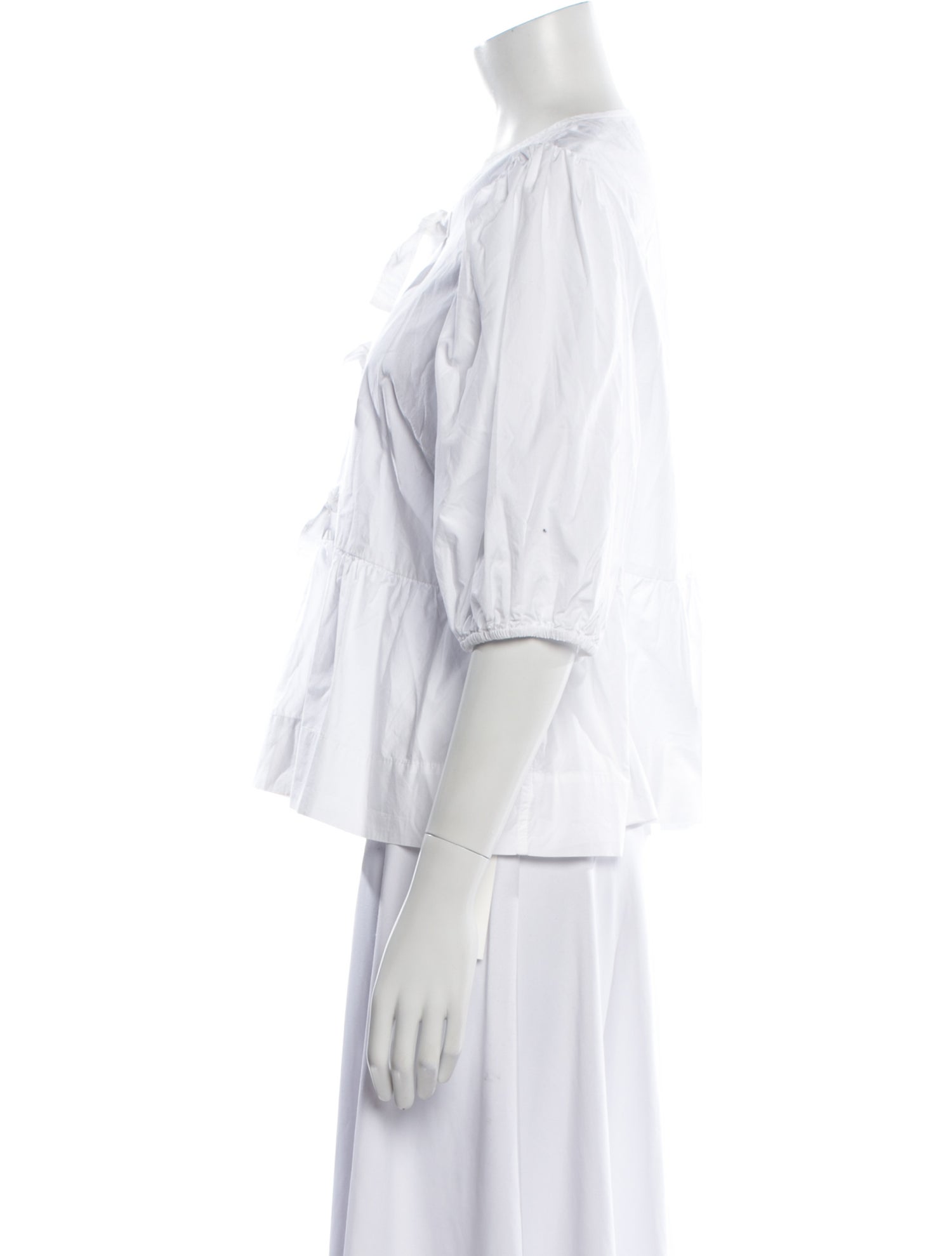 Ganni Tie Neck Three-Quarter Sleeve Blouse