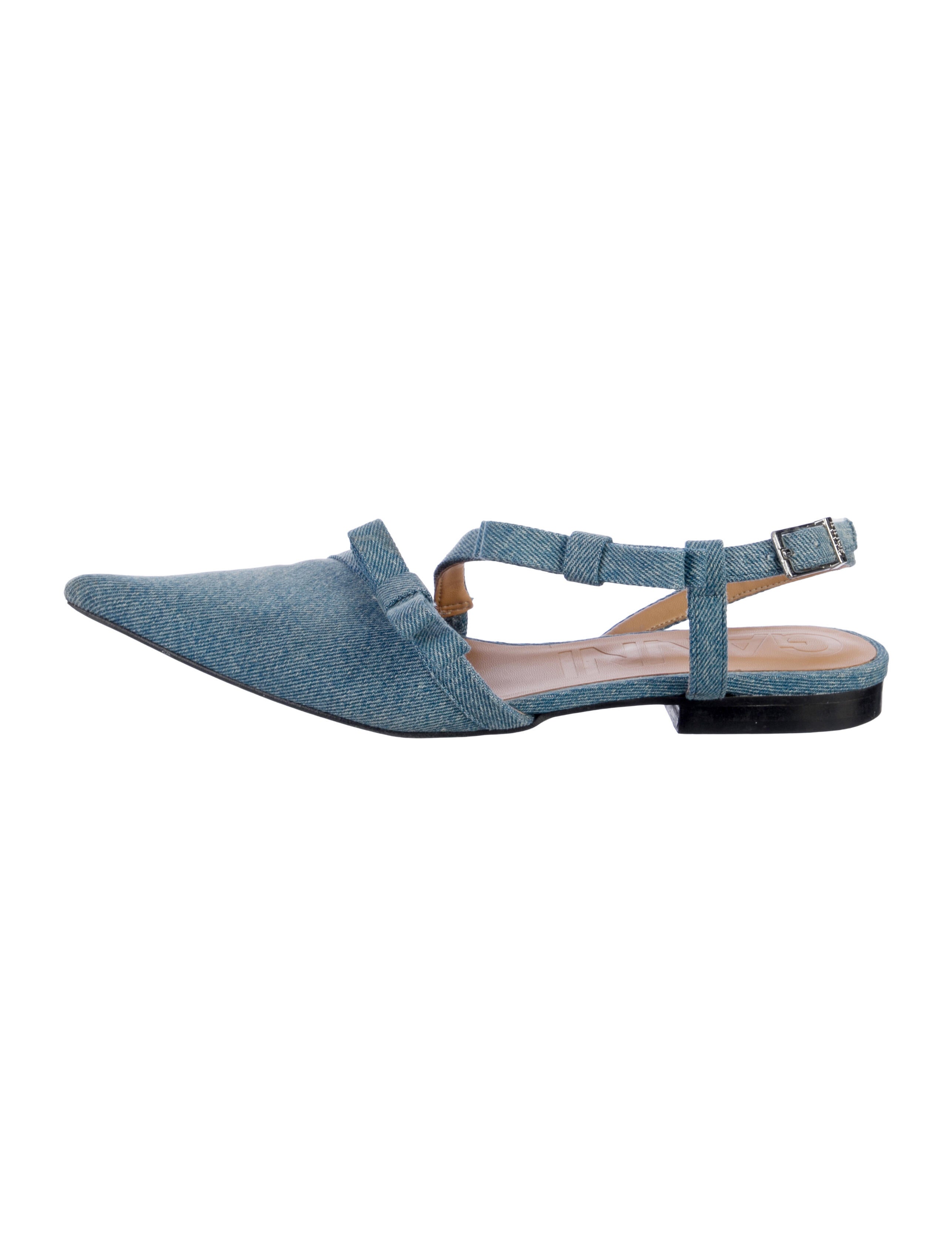Ganni Denim Slingback Flats