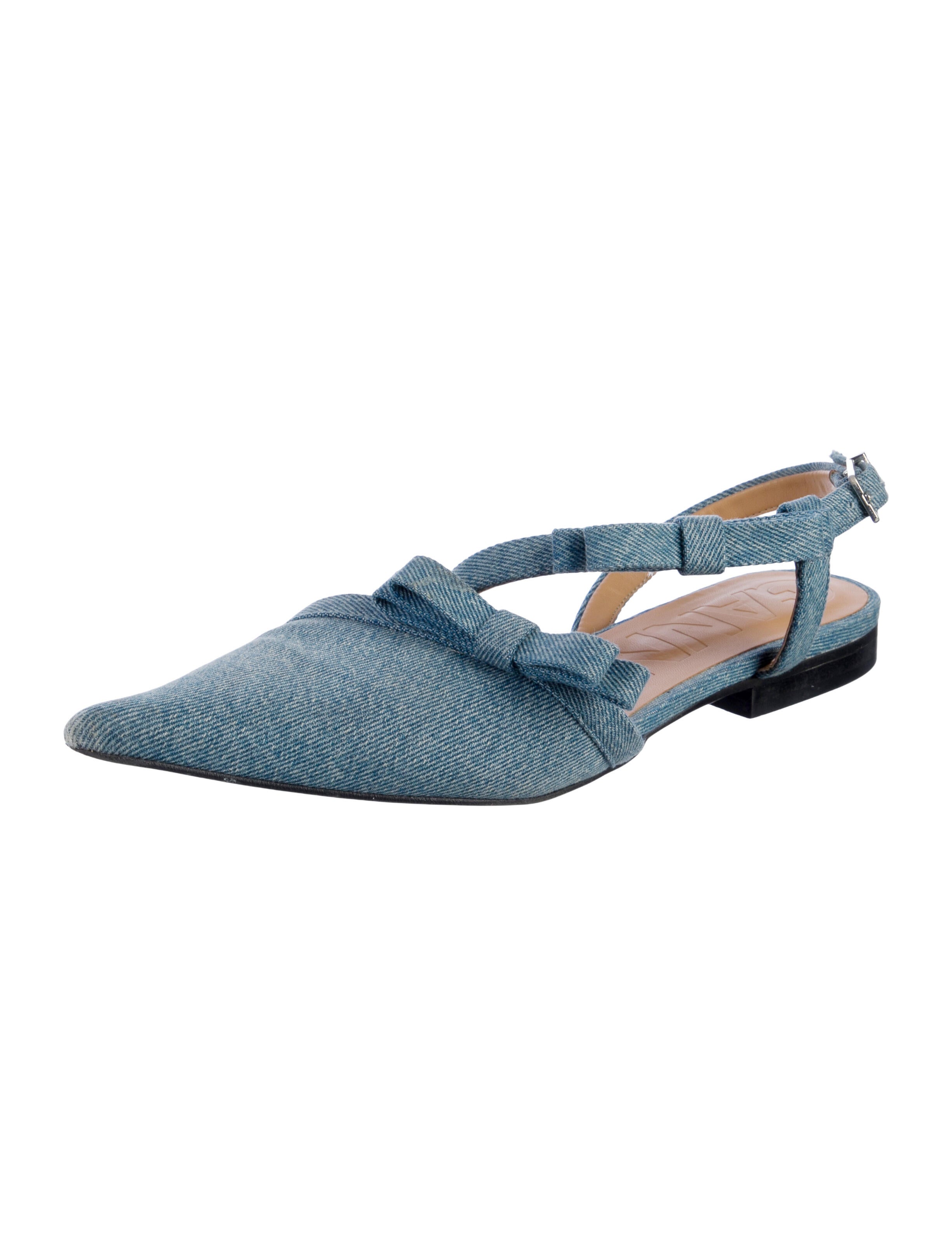 Ganni Denim Slingback Flats