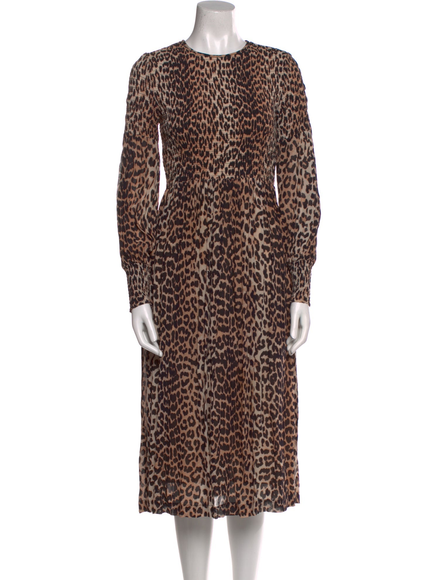 Ganni Animal Print Midi Length Dress
