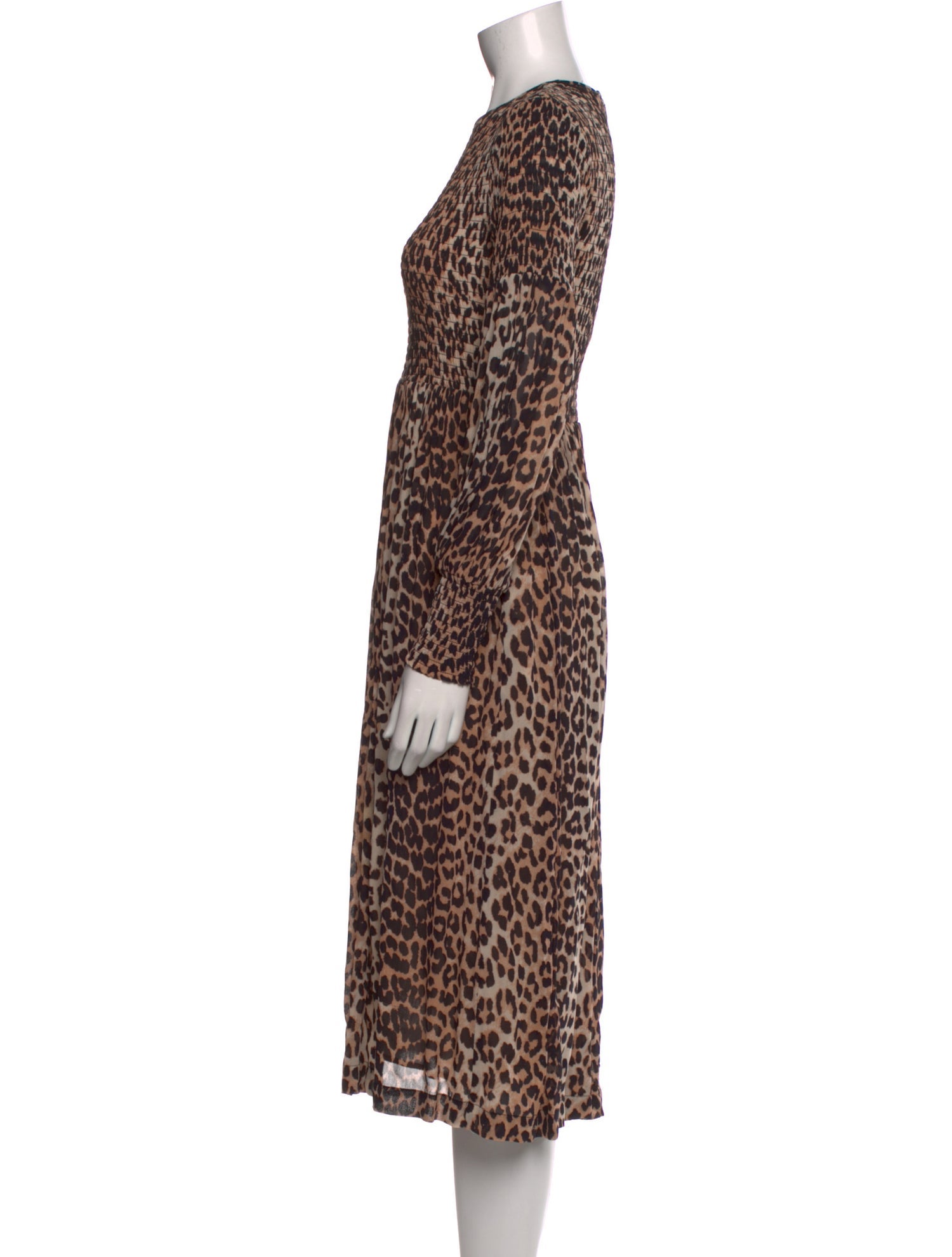 Ganni Animal Print Midi Length Dress