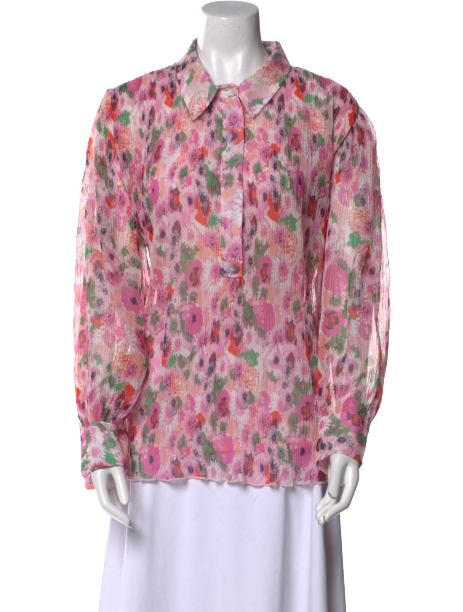 Ganni Floral Print Long Sleeve Blouse