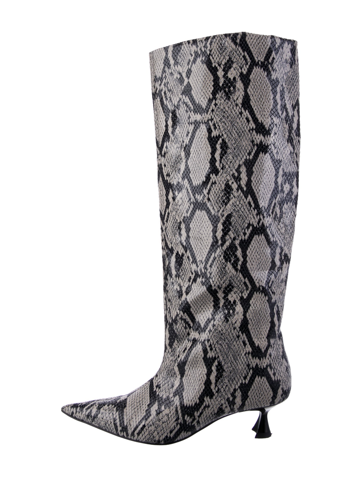 Ganni Embossed Leather Animal Print Boots