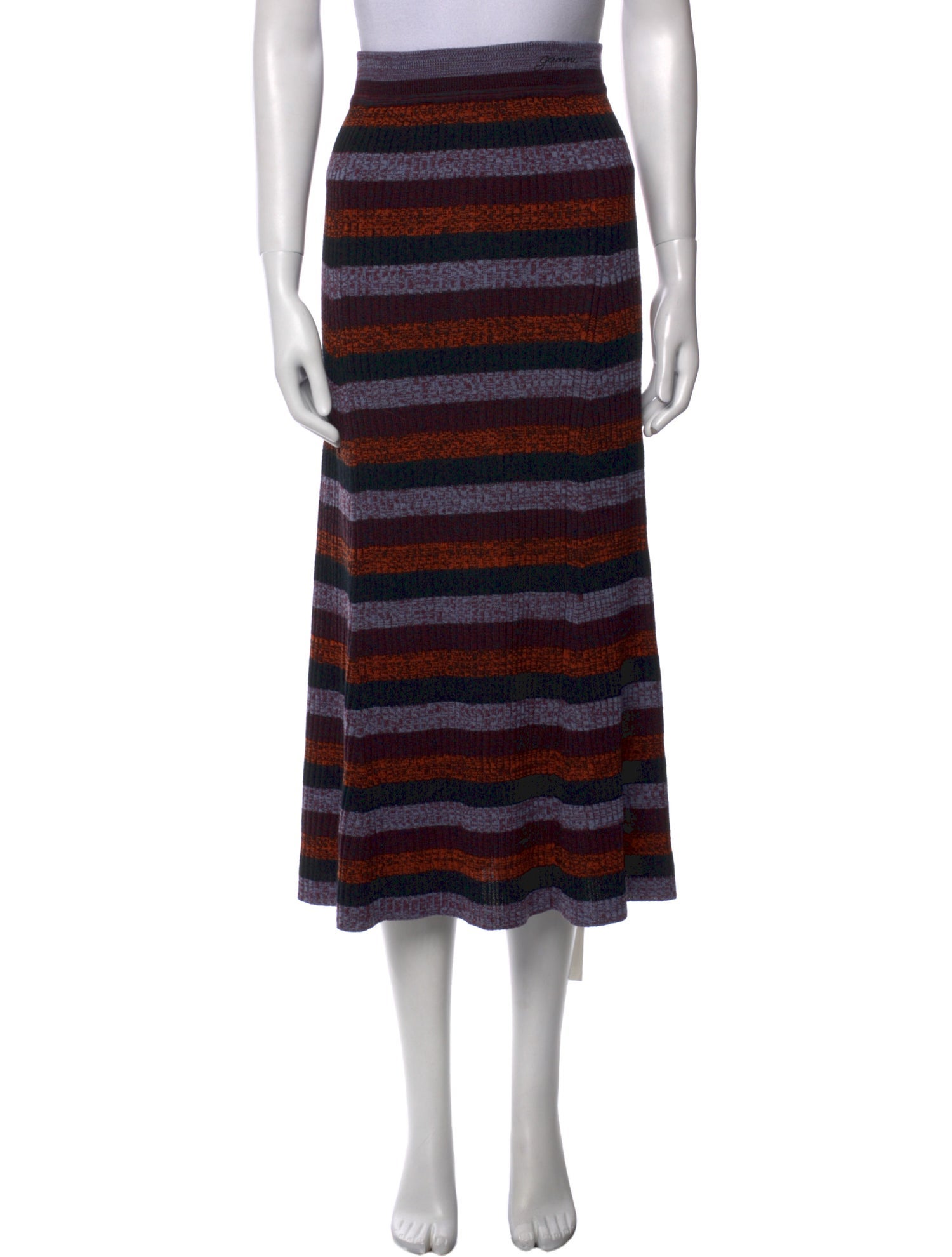 Ganni Merino Wool Midi Length Skirt