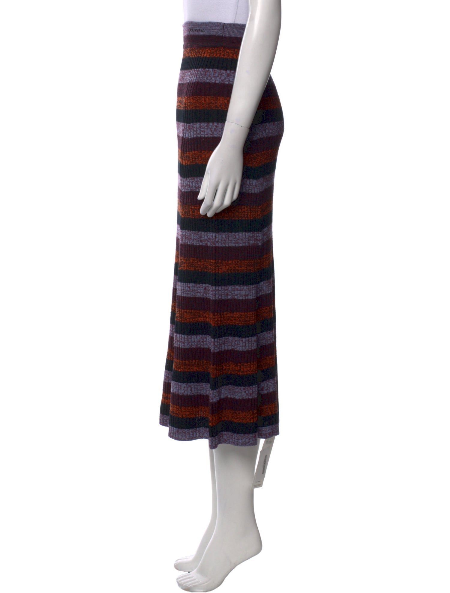 Ganni Merino Wool Midi Length Skirt