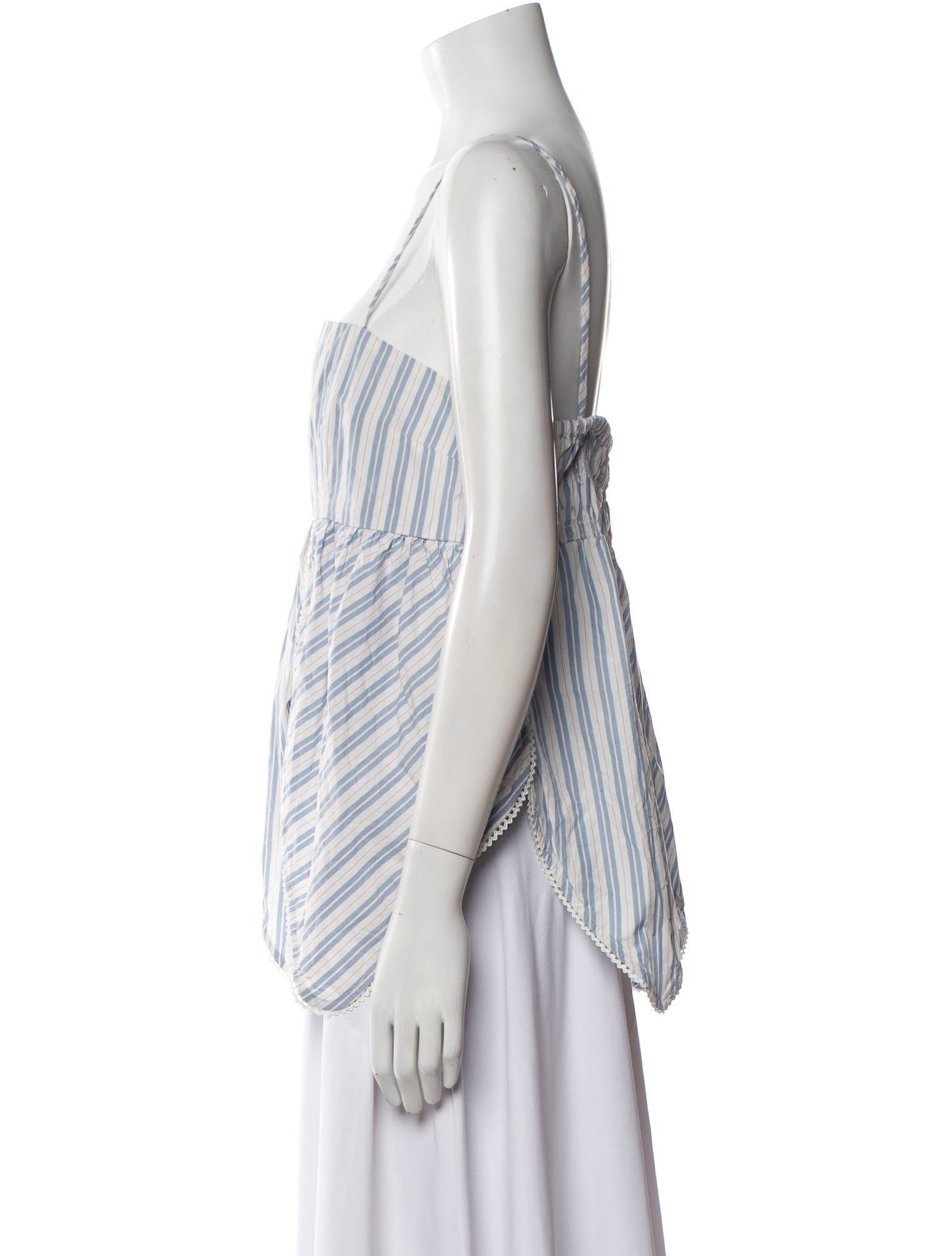 Ganni Striped Square Neckline Top