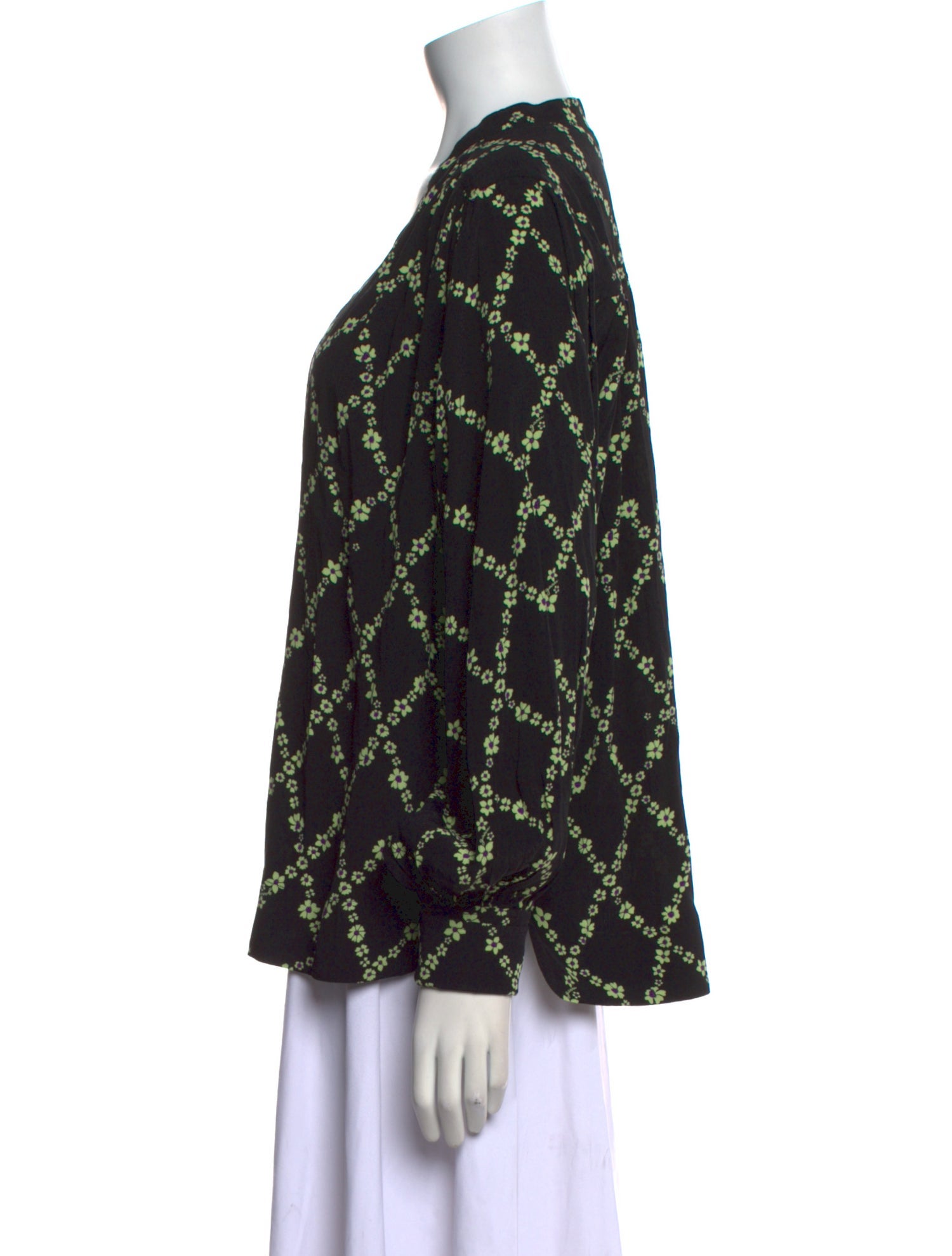 Ganni Printed V-Neck Blouse