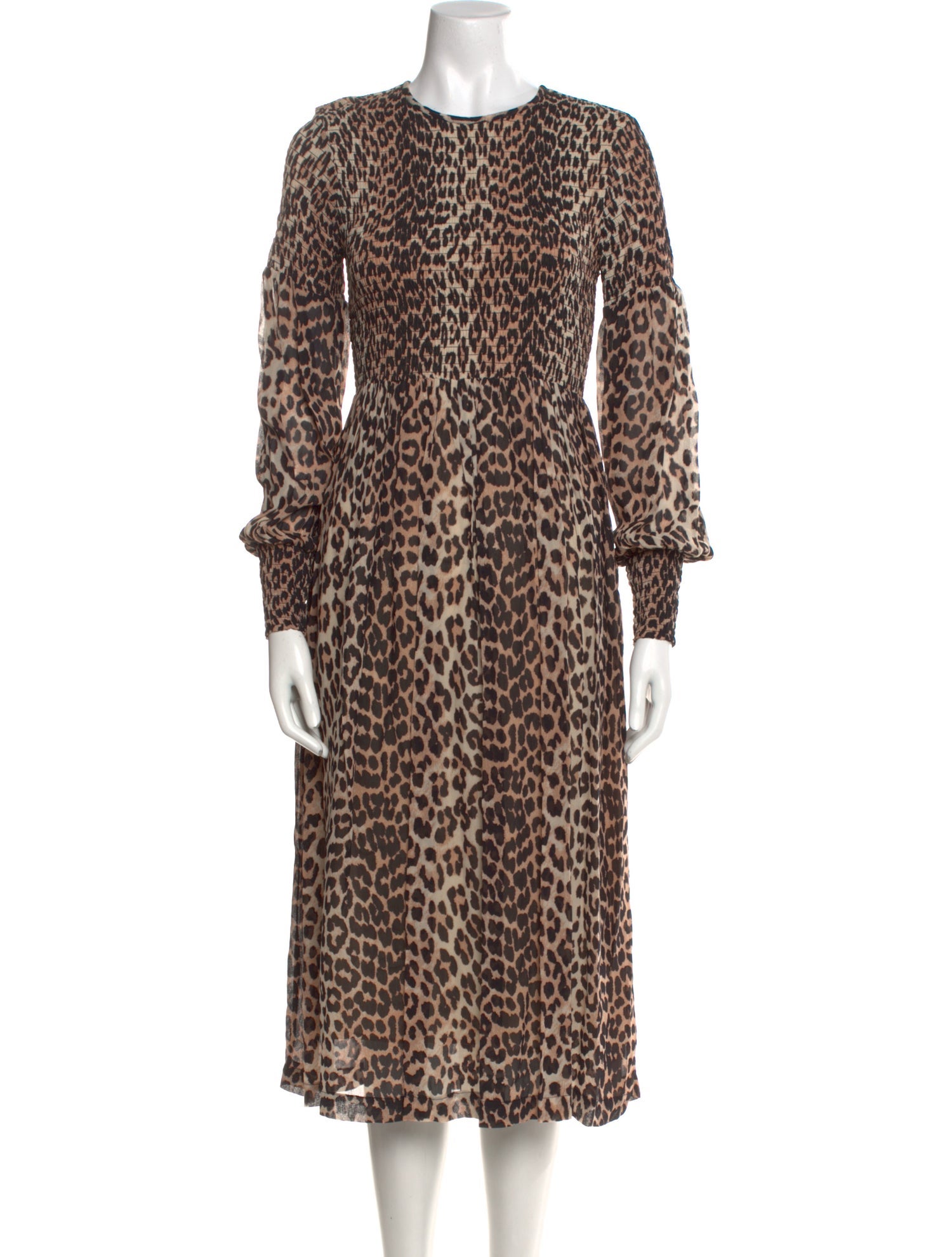 Ganni Animal Print Midi Length Dress
