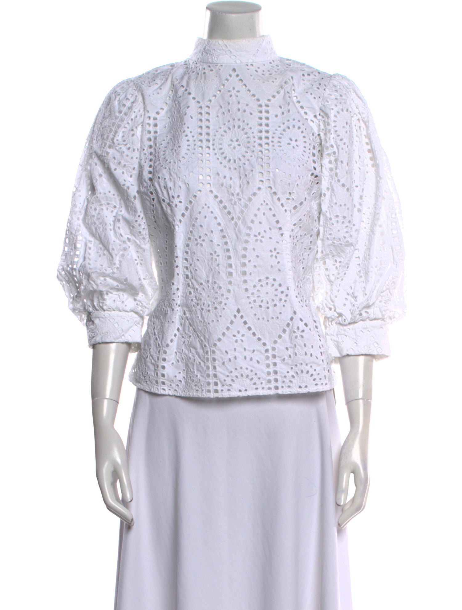 Ganni Patterned Mock Neck Blouse