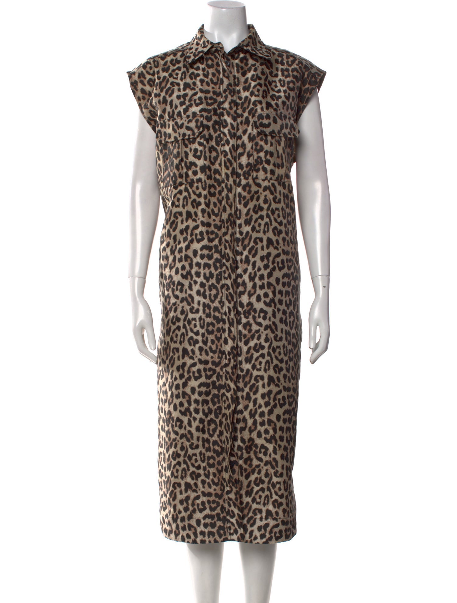 Ganni Animal Print Midi Length Dress