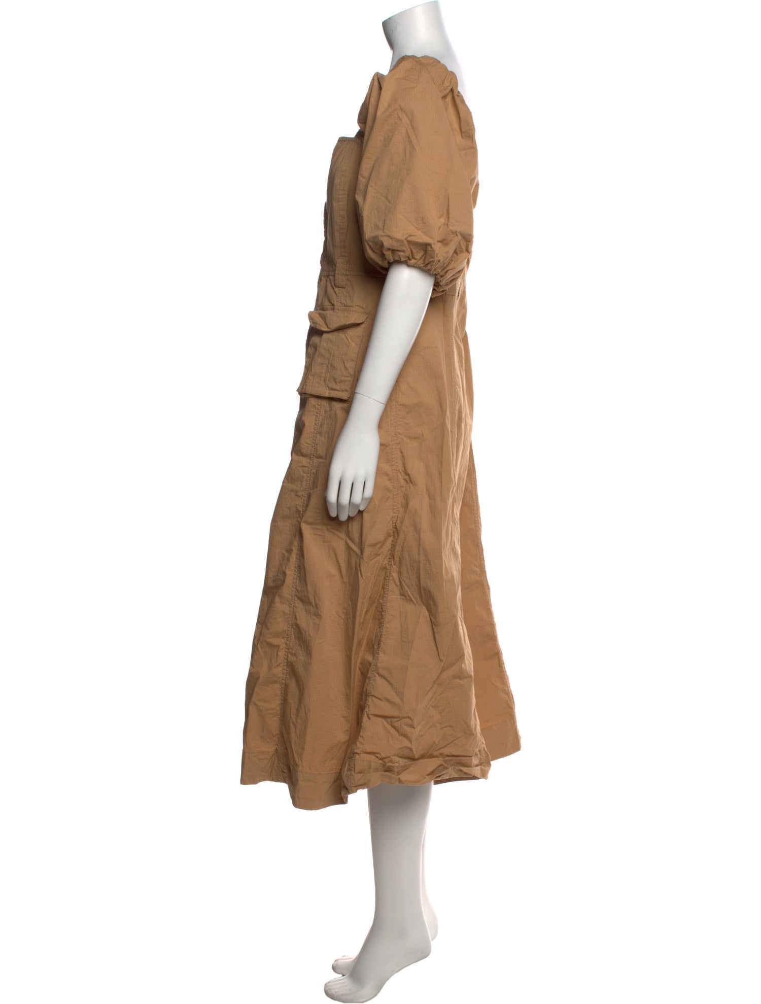 Ganni Square Neckline Midi Length Dress