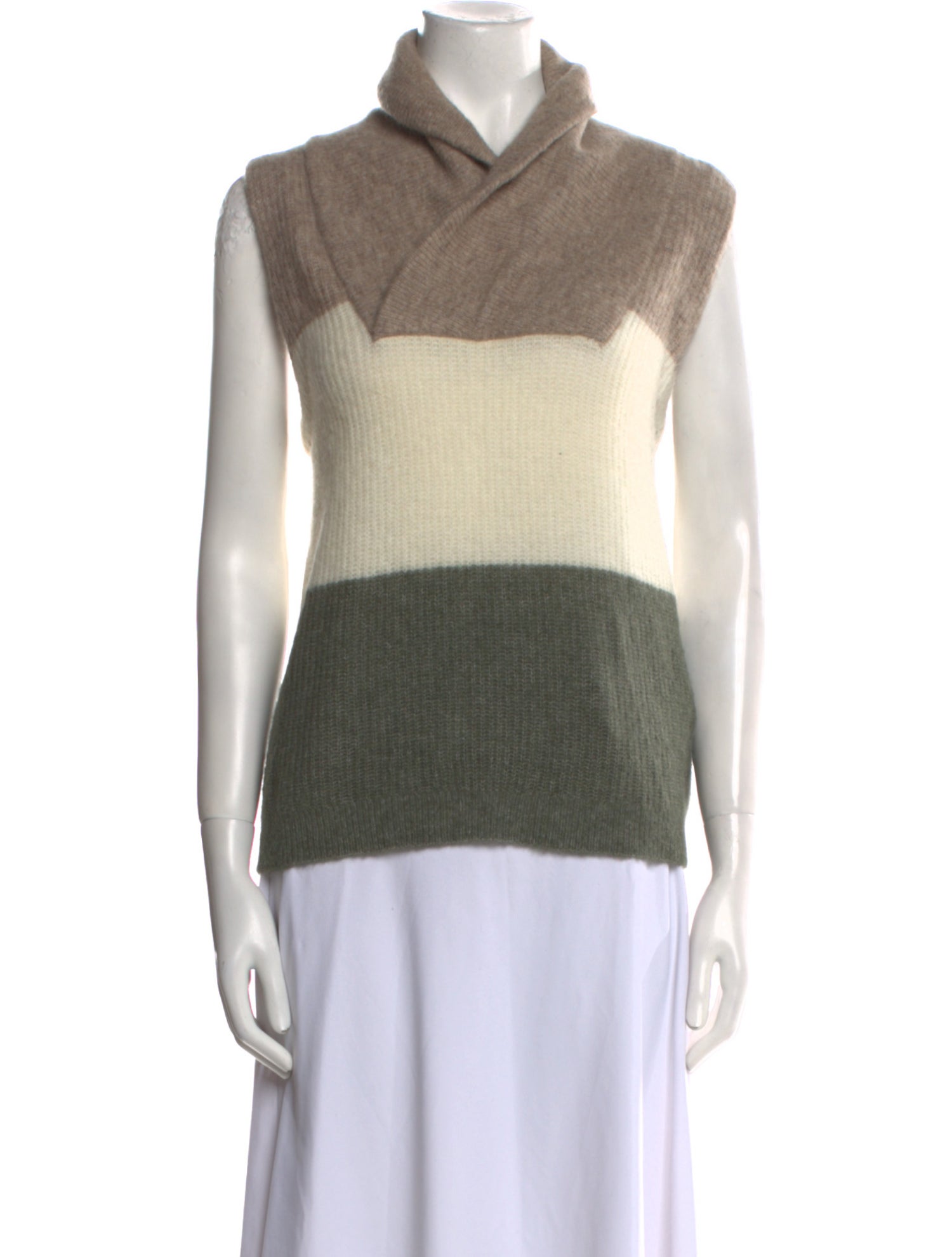 Ganni Colorblock Pattern Mock Neck Sweater