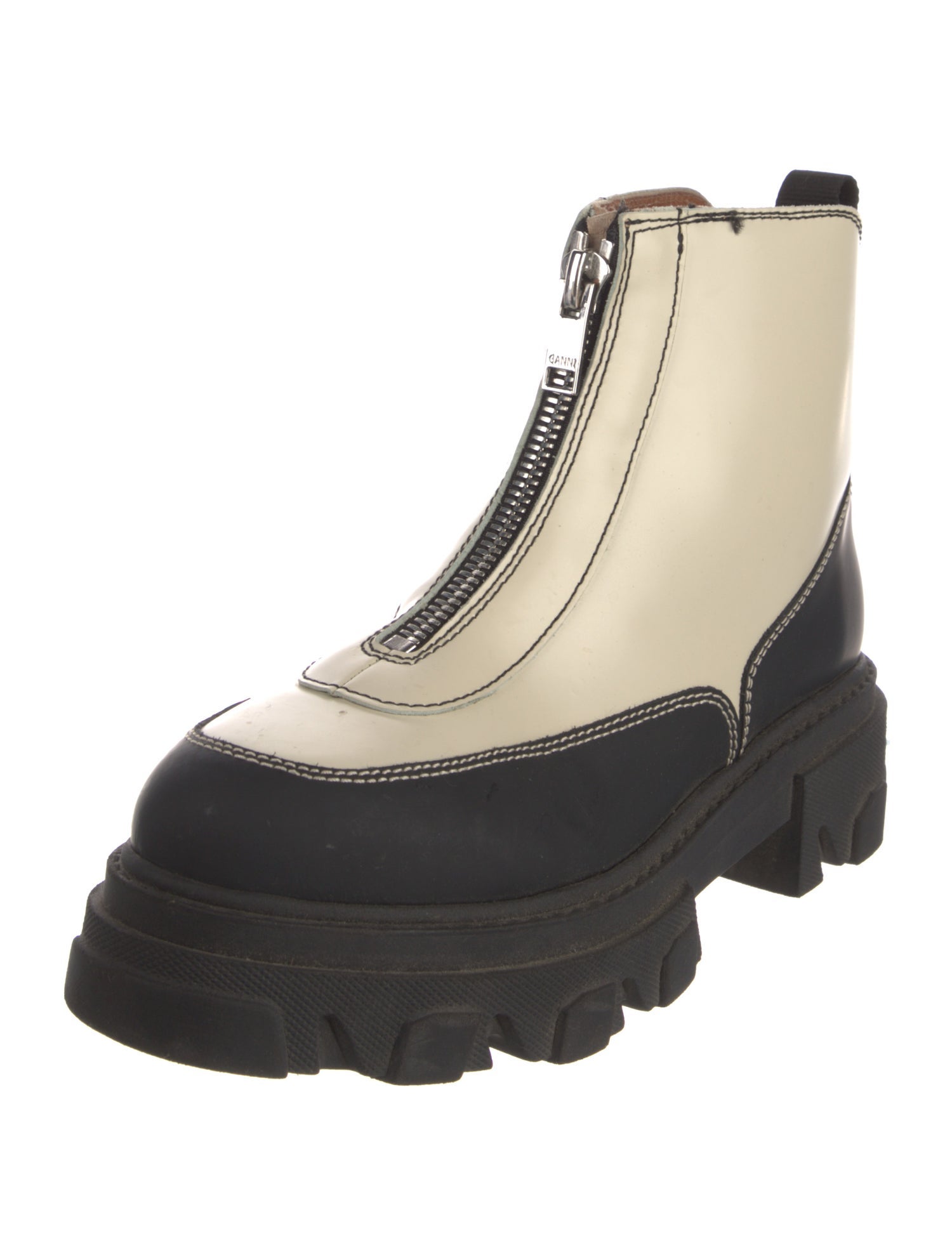 Ganni Leather Combat Boots