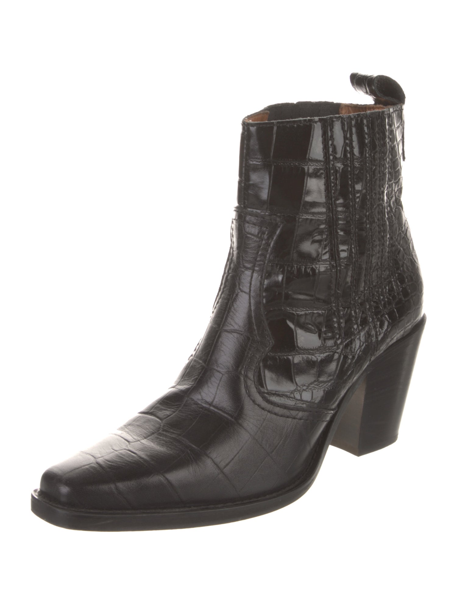 Ganni Leather Western Boots