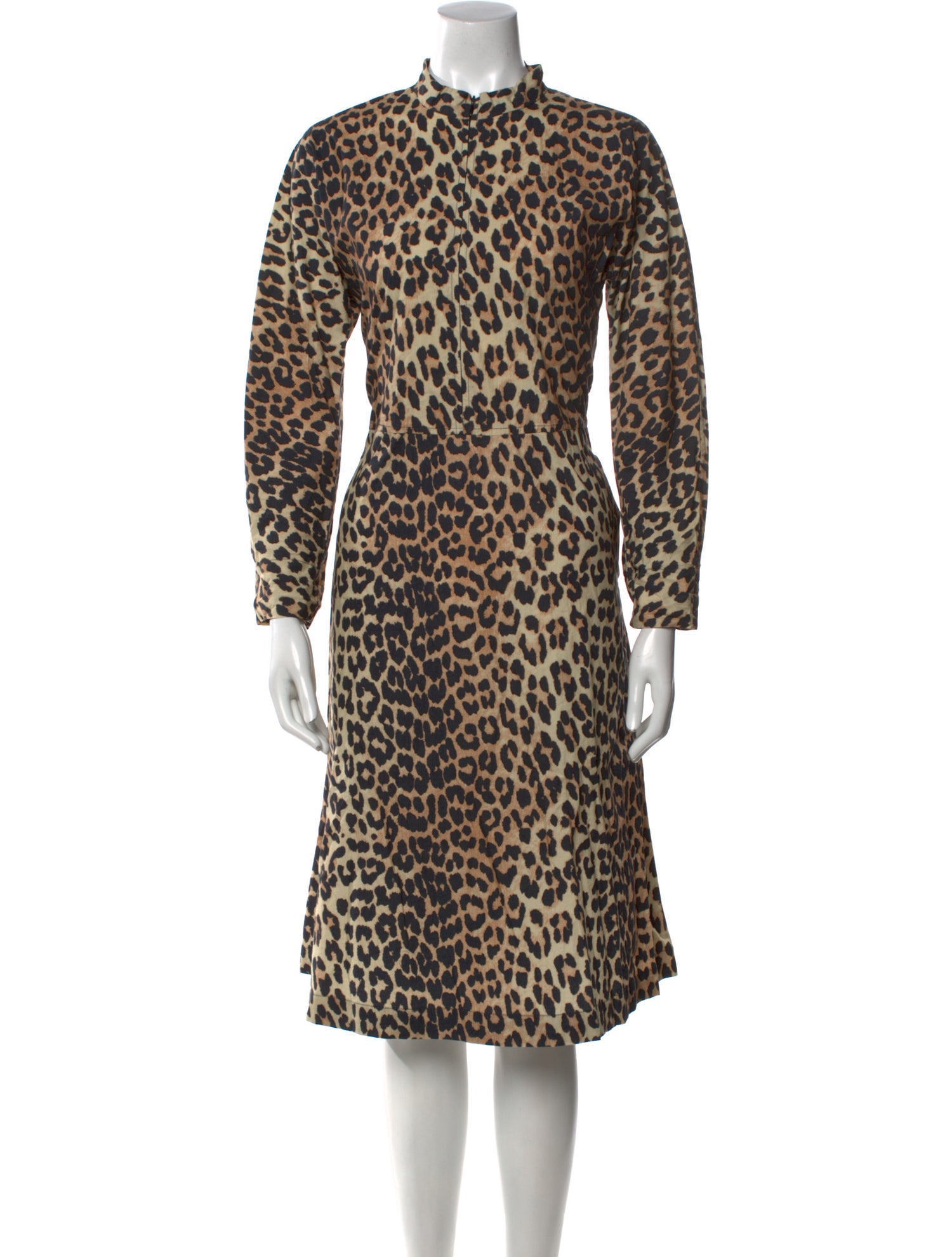 Ganni Animal Print Midi Length Dress