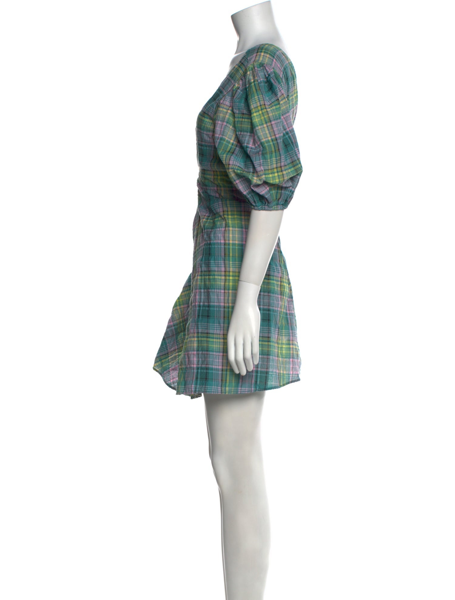 Ganni Plaid Print Mini Dress