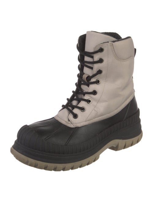 Ganni Leather Colorblock Pattern Combat Boots