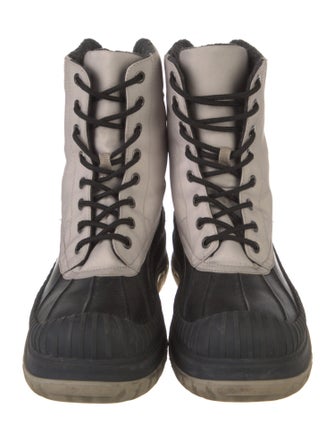 Ganni Leather Colorblock Pattern Combat Boots