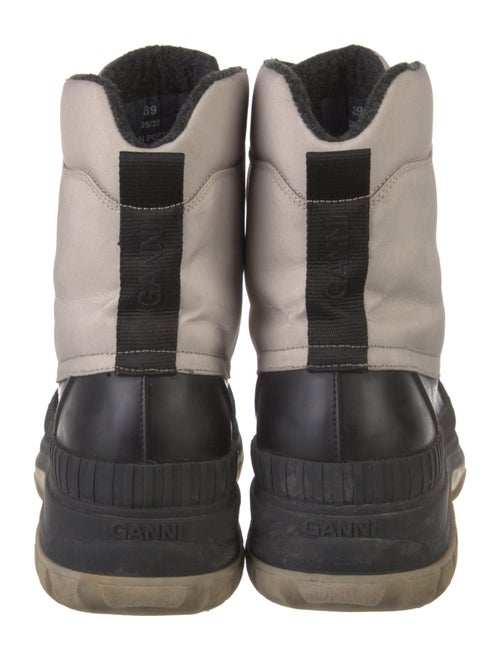 Ganni Leather Colorblock Pattern Combat Boots