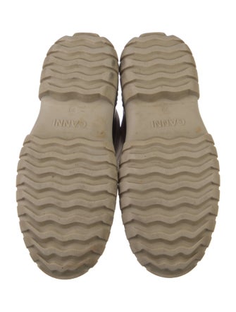 Ganni Leather Colorblock Pattern Combat Boots