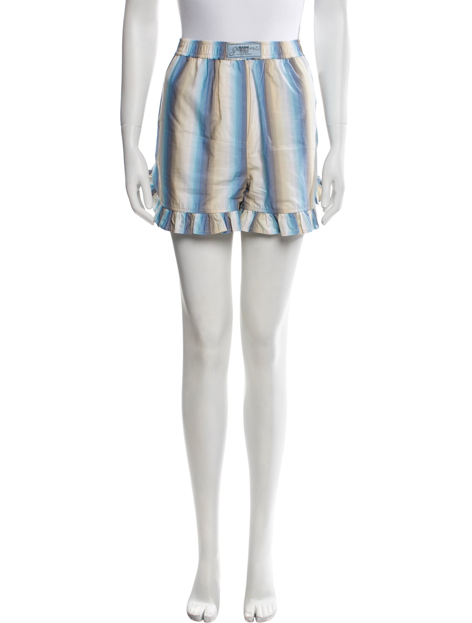 Ganni Striped Mini Shorts