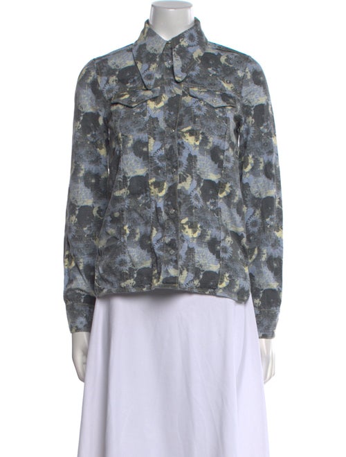 Ganni Printed Long Sleeve Button-Up Top